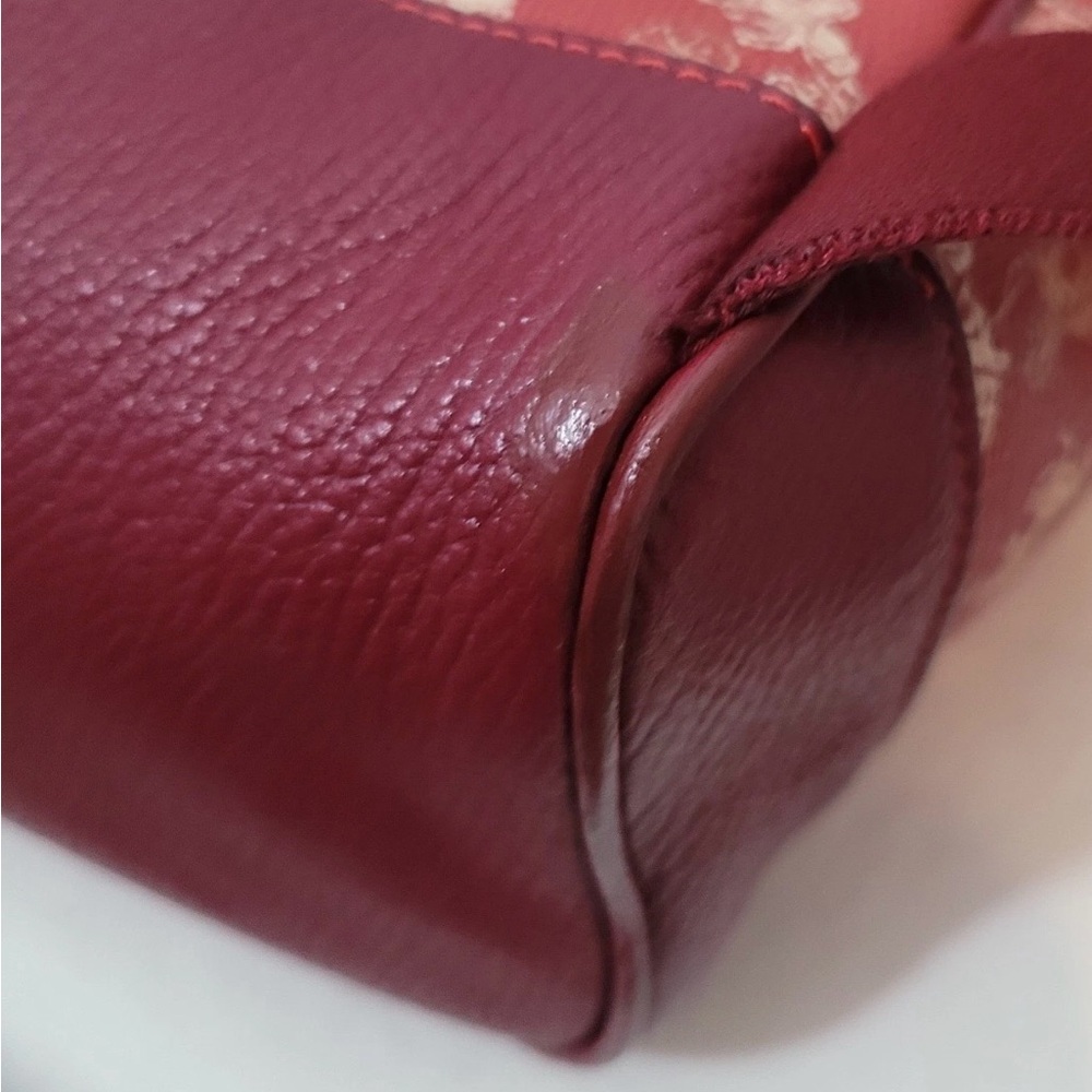 Coach New Year Barrow Varsity Stripe Backpack Red Coated Canvas Leather Trim - Picture 9 of 16